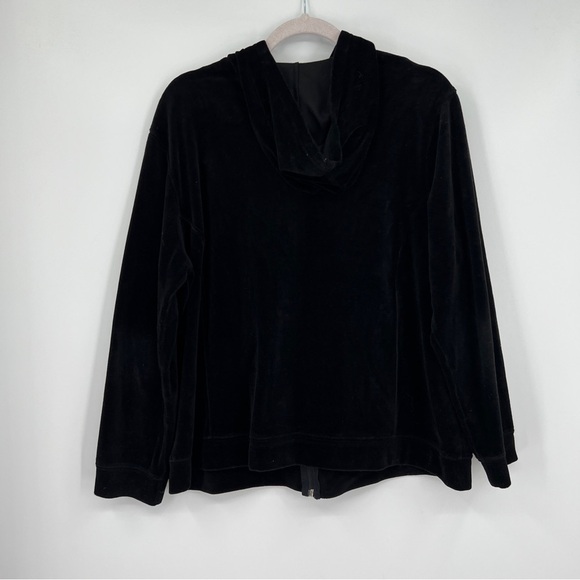 Style & Co. Woman Sport Black Velour Hooded Zipper Long Sleeve Pocketed Jacket - Picture 3 of 7